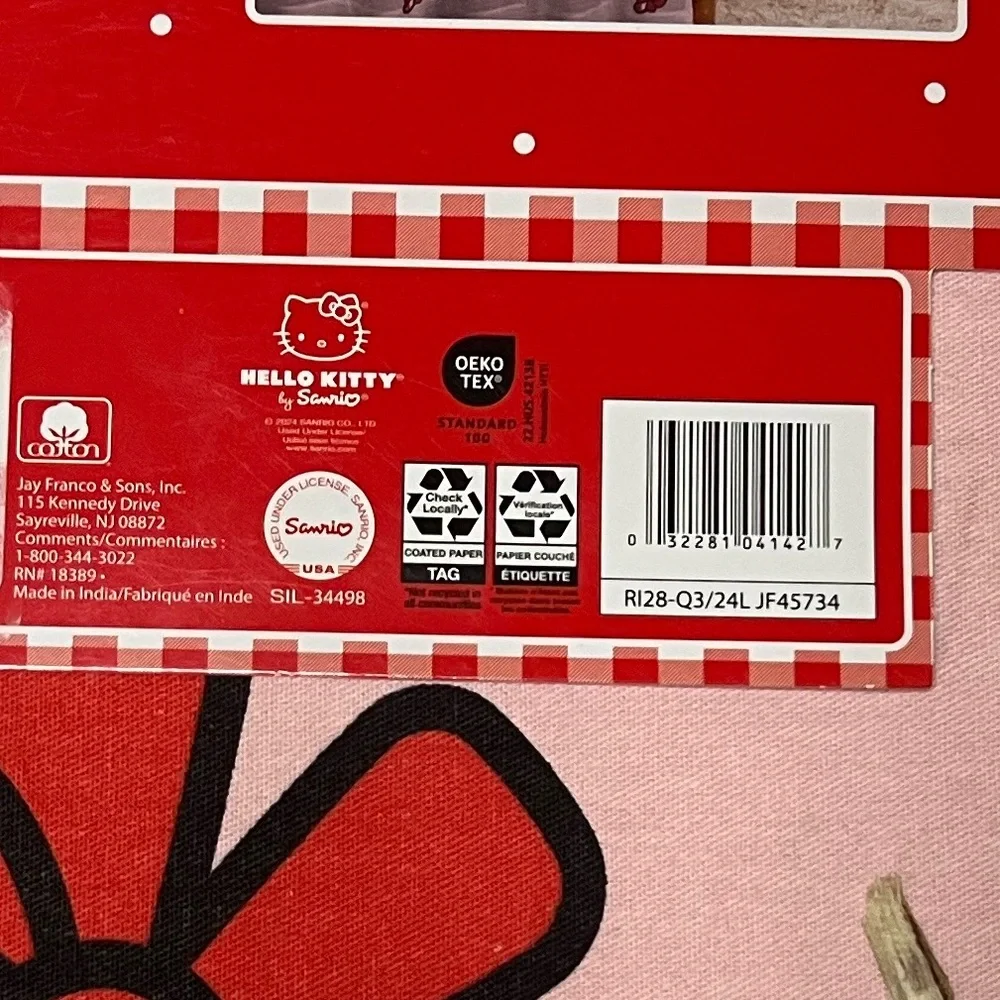 Hello Kitty Gingerbread, Candy Cane, Red Bows pink background Shower Curtain